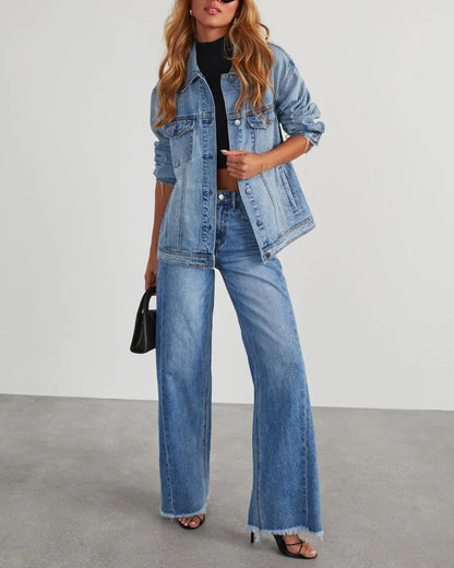 Curvvvy™ Weite Jeans mit lockerem Schnitt und unversäubertem Saum