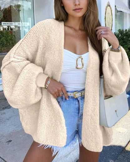 Curvvvy™ Oversized Lantern Sleeve Knit Cardigan Sweater