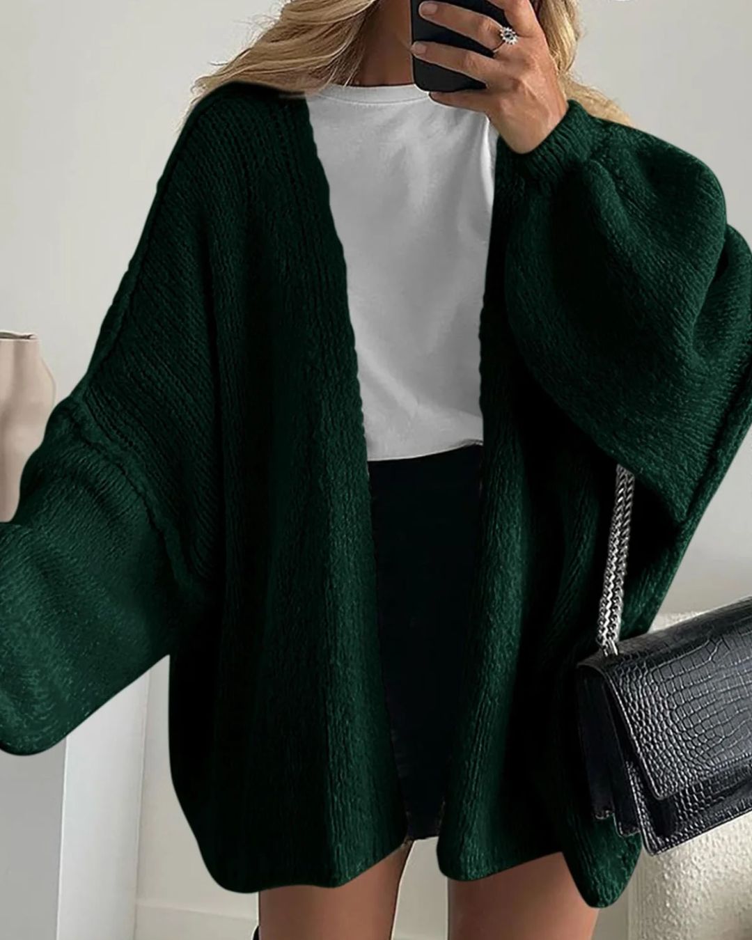 Curvvvy™ Oversized Lantern Sleeve Knit Cardigan Sweater