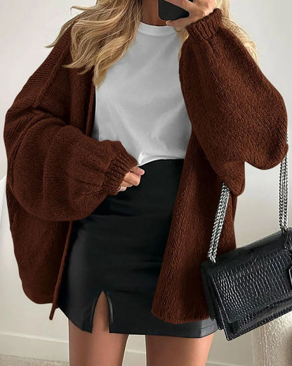 Curvvvy™ Oversized Lantern Sleeve Knit Cardigan Sweater