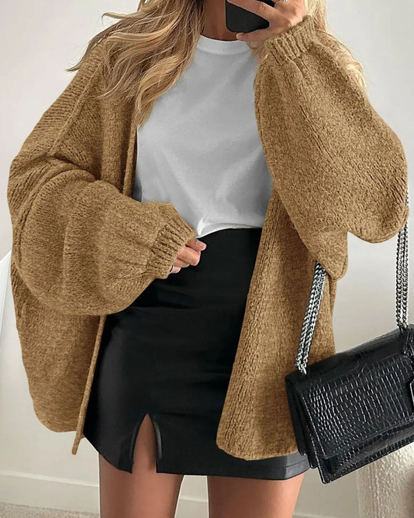 Curvvvy™ Oversized Lantern Sleeve Knit Cardigan Sweater