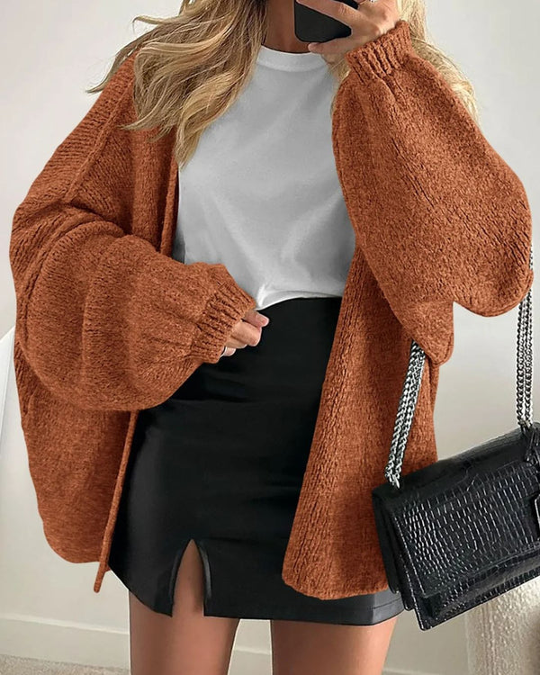 Curvvvy™ Oversized Lantern Sleeve Knit Cardigan Sweater