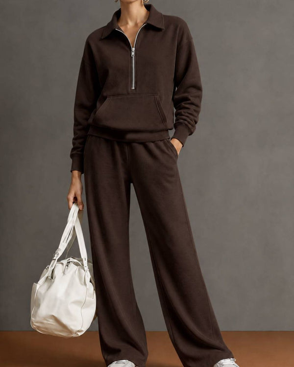 Curvvvy™ Half-Zip Sweatshirt & Pants Set