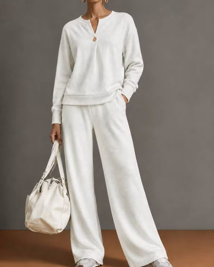 Curvvvy™ V-Neck One-Button Sweatshirt Set