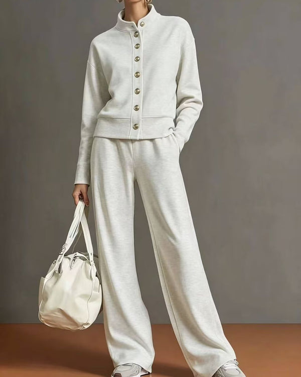 Curvvvy™ Button Cardigan & Wide-Leg Sweatpants Set