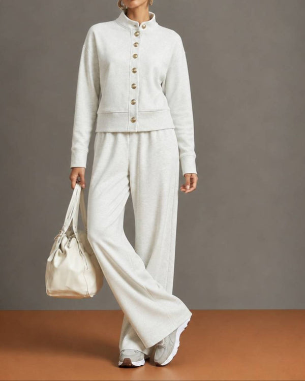 Curvvvy™ Button Cardigan & Wide-Leg Sweatpants Set
