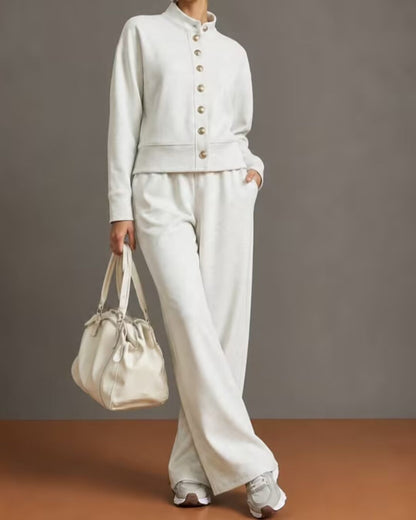 Curvvvy™ Button Cardigan & Wide-Leg Sweatpants Set