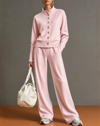Curvvvy™ Button Cardigan & Wide-Leg Sweatpants Set
