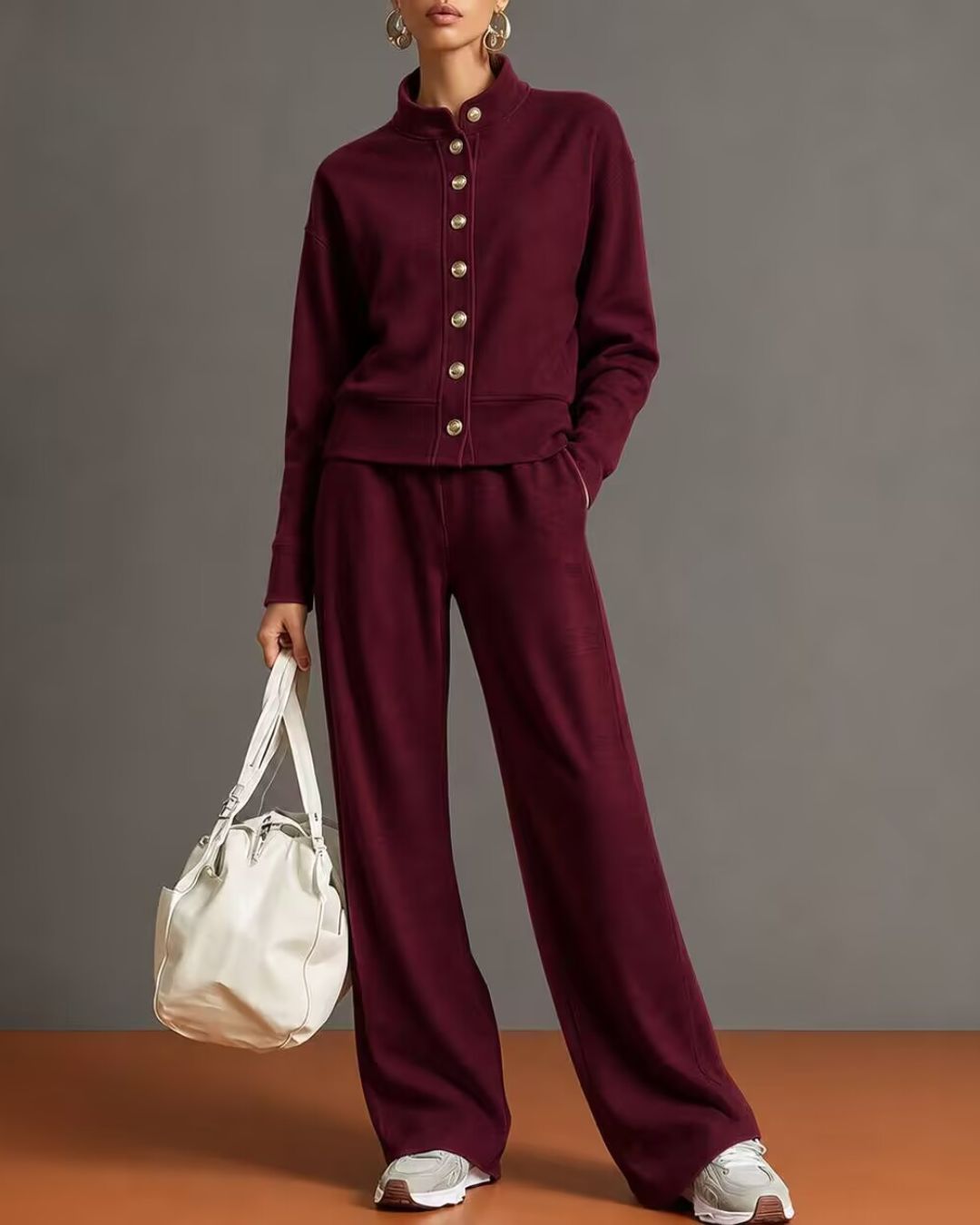Curvvvy™ Button Cardigan & Wide-Leg Sweatpants Set