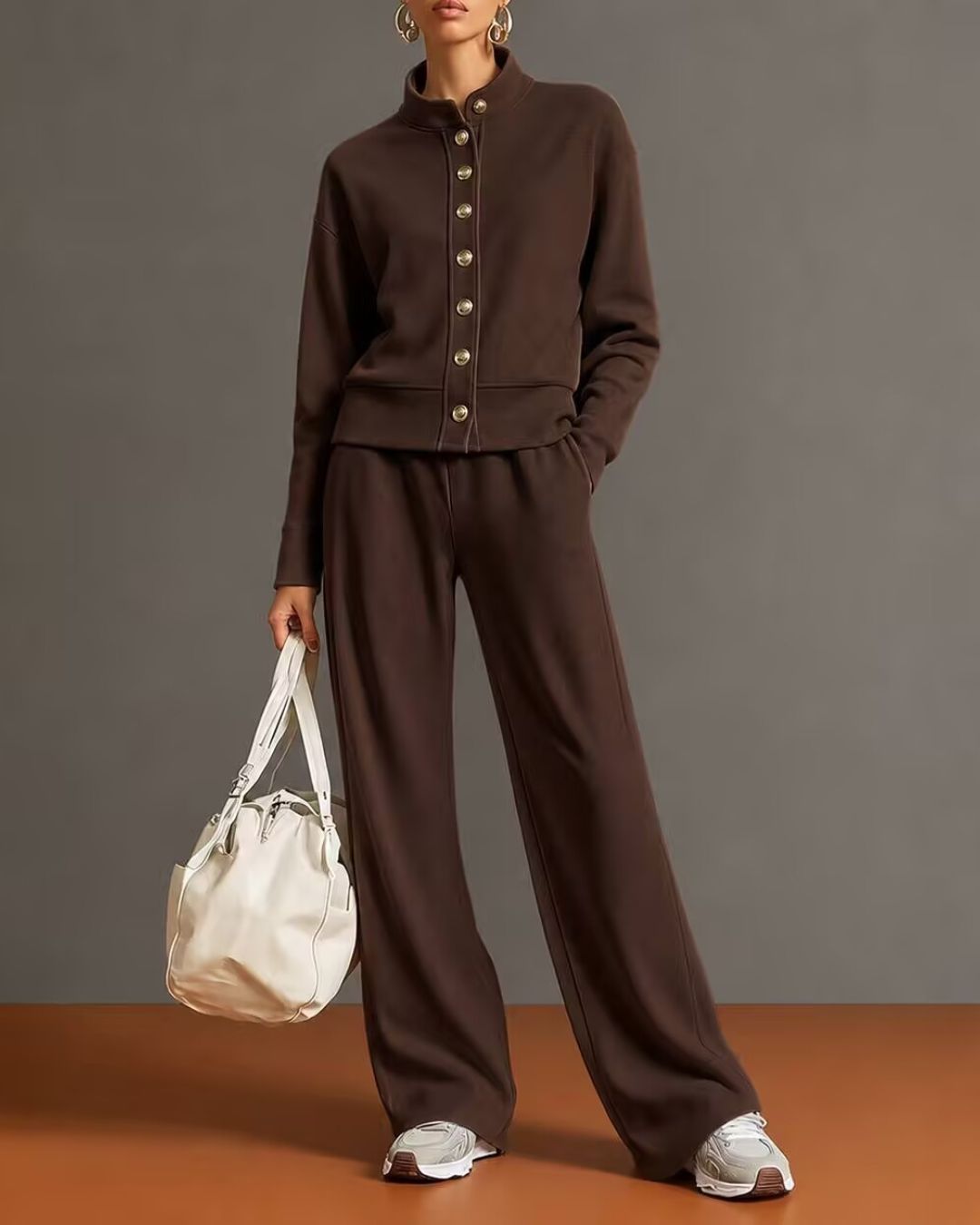 Curvvvy™ Button Cardigan & Wide-Leg Sweatpants Set