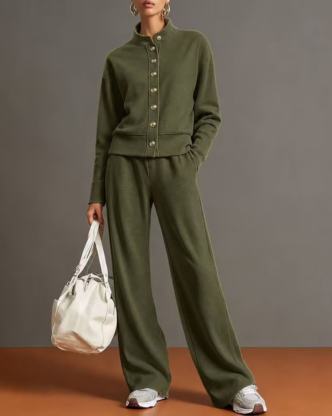 Curvvvy™ Button Cardigan & Wide-Leg Sweatpants Set