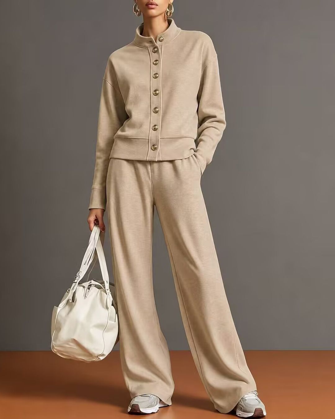Curvvvy™ Button Cardigan & Wide-Leg Sweatpants Set
