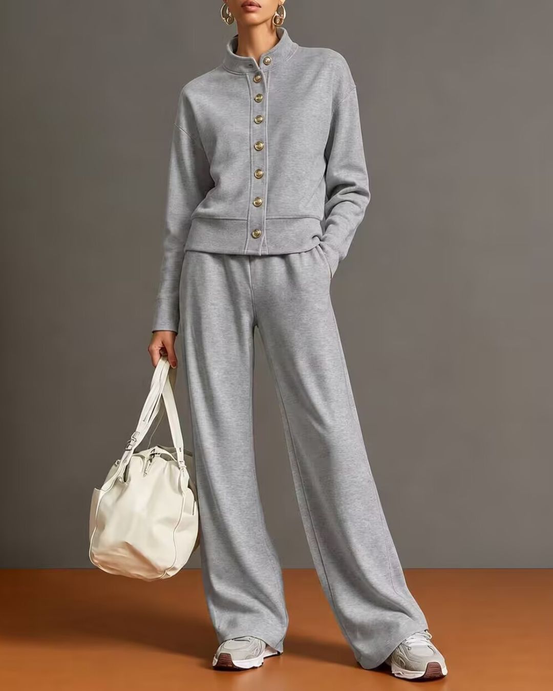 Curvvvy™ Button Cardigan & Wide-Leg Sweatpants Set