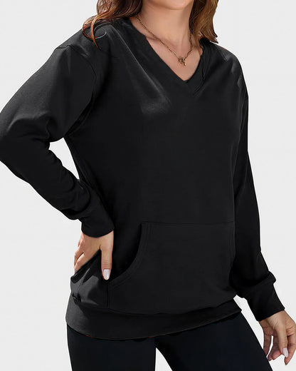 Curvvvy™ Felpa Casual Scollo a V con Tasca