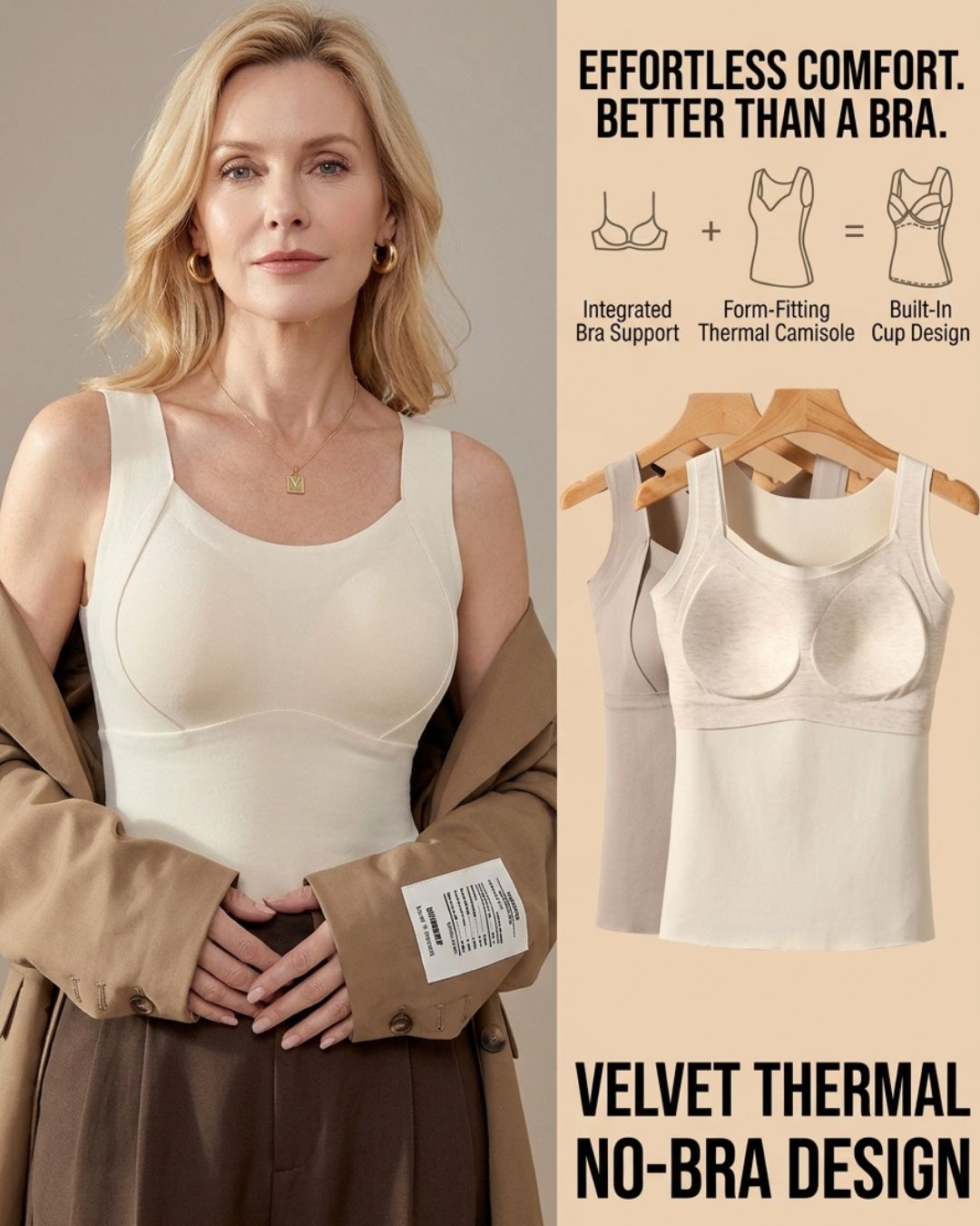 Curvvvy™ Warm Vest with Built-In Bra