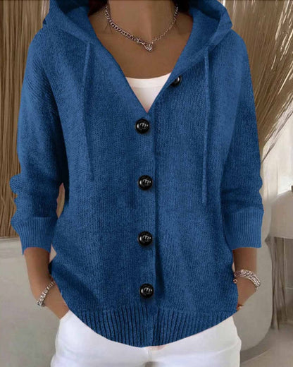 Curvvvy™ Hooded Button-Front Knit Cardigan Sweater