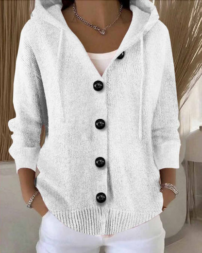 Curvvvy™ Hooded Button-Front Knit Cardigan Sweater