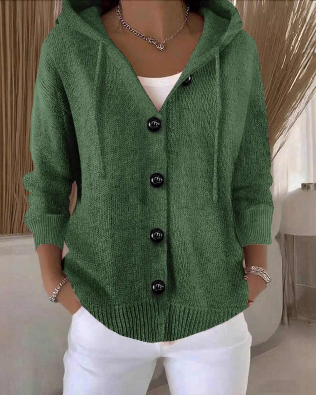 Curvvvy™ Hooded Button-Front Knit Cardigan Sweater