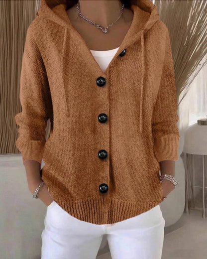 Curvvvy™ Hooded Button-Front Knit Cardigan Sweater