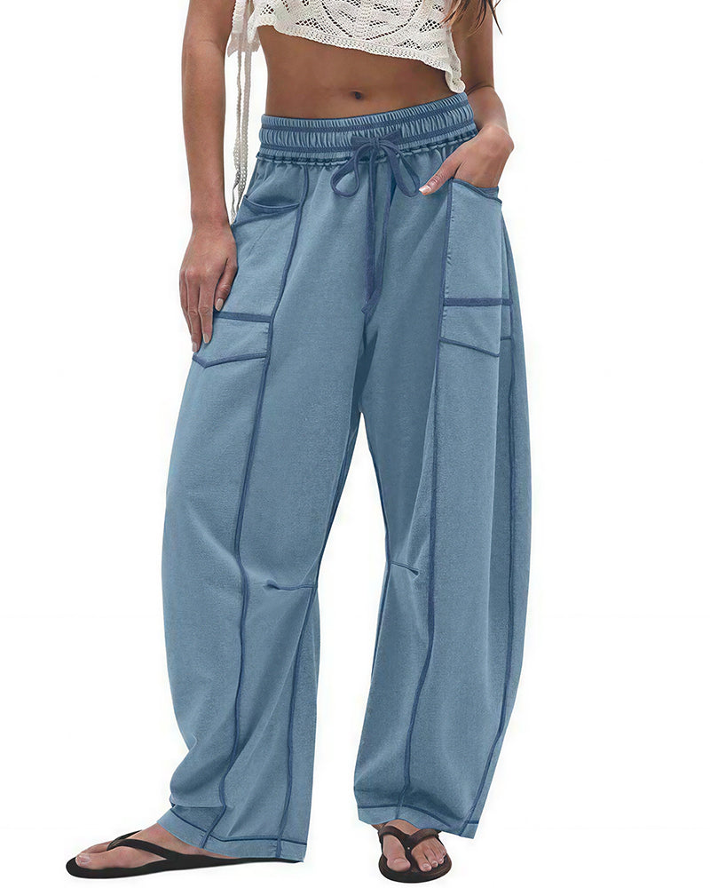 Curvvvy™ Pantaloni Jogger a Gamba Larga con Coulisse e Tasche