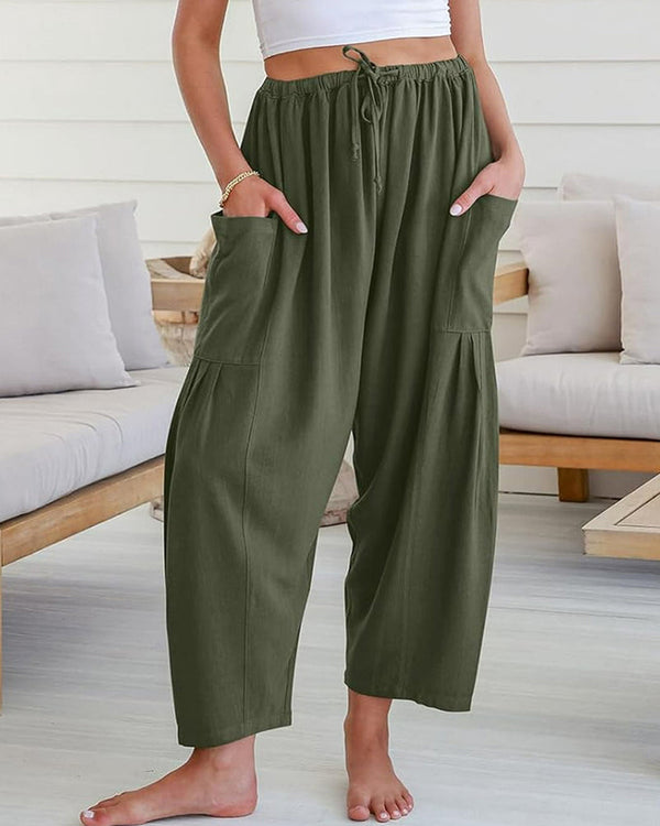Curvvvy™ Pantaloni Casual a Gamba Larga Vita Alta Elastica