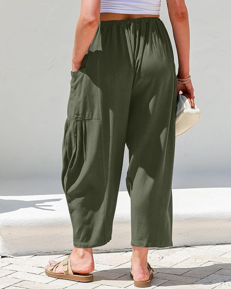Curvvvy™ Pantaloni Casual a Gamba Larga Vita Alta Elastica