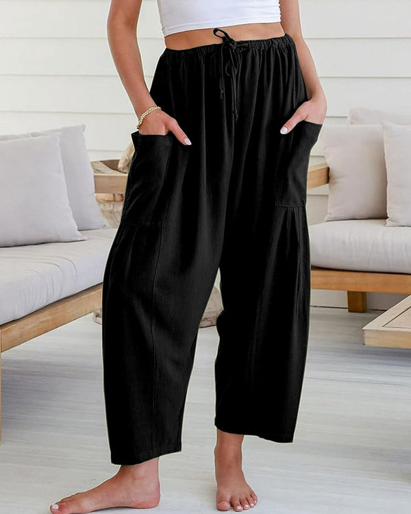 Curvvvy™ Pantaloni Casual a Gamba Larga Vita Alta Elastica