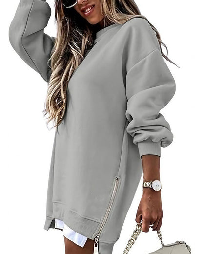 Curvvvy™ Abito Felpa Oversize Effetto Stratificato con Zip Laterale