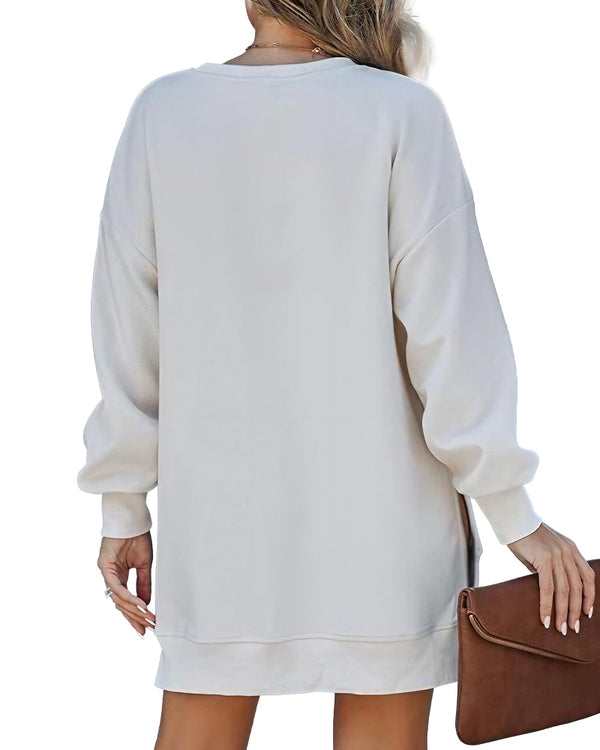 Curvvvy™ Abito Felpa Oversize Effetto Stratificato con Zip Laterale