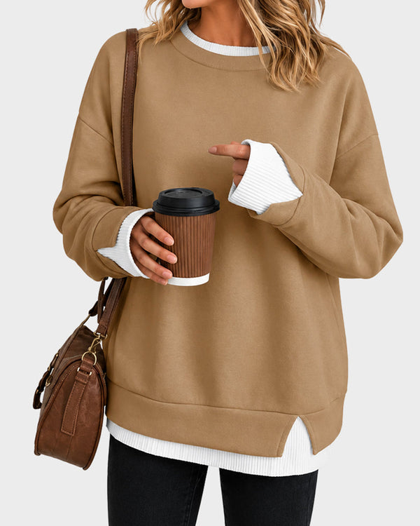 Curvvvy™ Oversized Langarm-Sweatshirt in Lagenlook-Optik