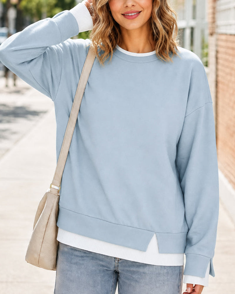 Curvvvy™ Oversized Langarm-Sweatshirt in Lagenlook-Optik