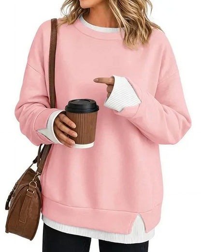 Curvvvy™ Oversized Langarm-Sweatshirt in Lagenlook-Optik
