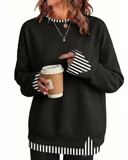 Curvvvy™ Oversized Langarm-Sweatshirt in Lagenlook-Optik