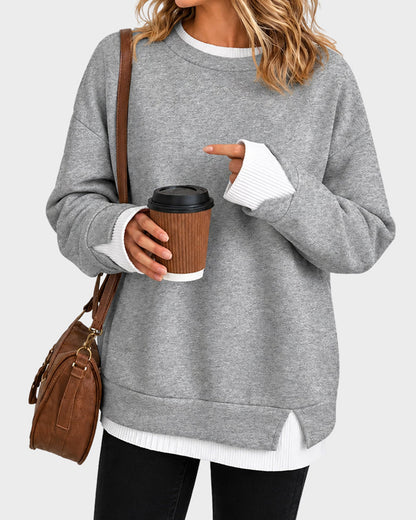 Curvvvy™ Oversized Langarm-Sweatshirt in Lagenlook-Optik