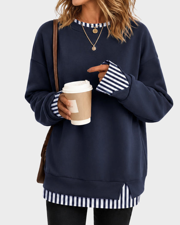 Curvvvy™ Oversized Langarm-Sweatshirt in Lagenlook-Optik