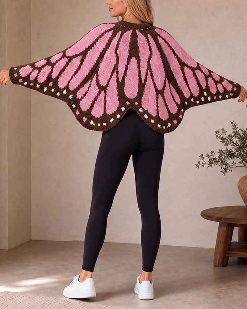 Curvvvy™ Cardigan in Maglia Aperto Effetto Ali di Farfalla