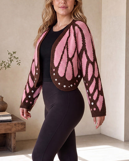 Curvvvy™ Cardigan in Maglia Aperto Effetto Ali di Farfalla