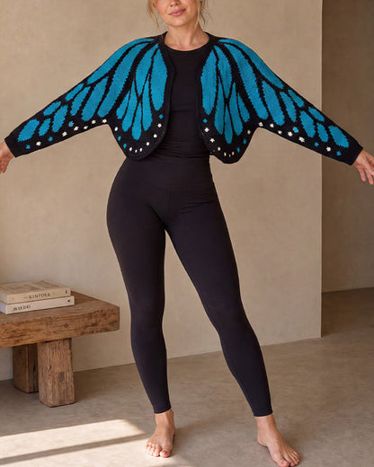 Curvvvy™ Cardigan in Maglia Aperto Effetto Ali di Farfalla