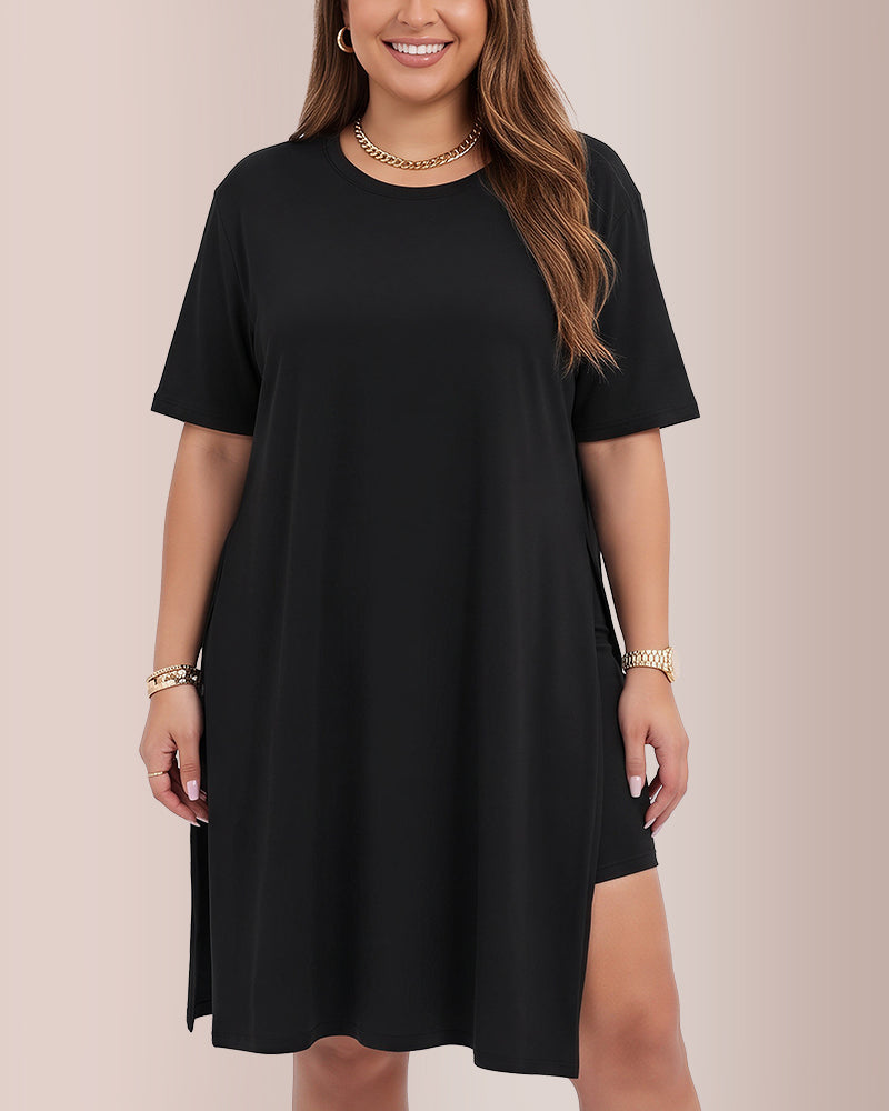 Curvvvy™ Completo Loungewear Top Asimmetrico Maniche Lunghe & Pantaloni a Gamba Larga