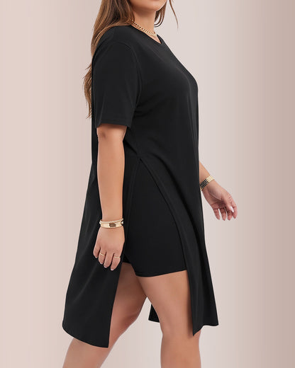 Curvvvy™ Completo Loungewear Top Asimmetrico Maniche Lunghe & Pantaloni a Gamba Larga