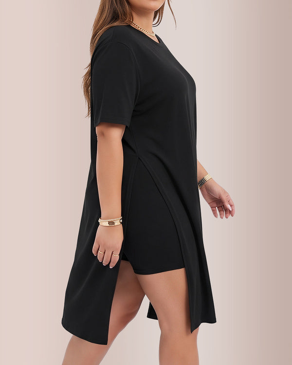 Curvvvy™ Completo Loungewear Top Asimmetrico Maniche Lunghe & Pantaloni a Gamba Larga