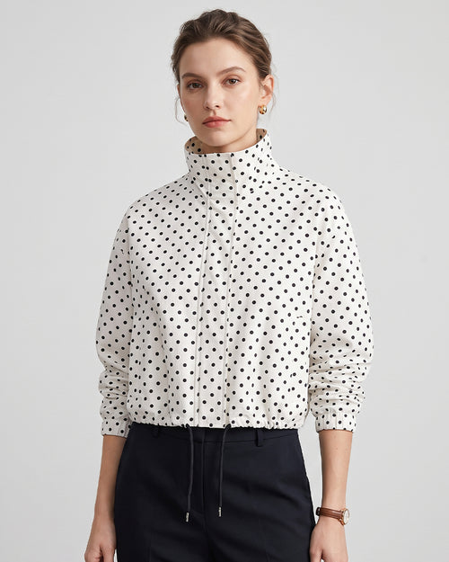 Curvvvy™ Retro Polka Dot Drawstring Cropped Jacket
