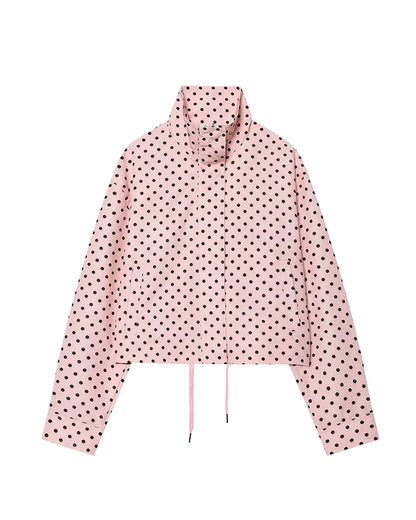 Curvvvy™ Retro Polka Dot Drawstring Cropped Jacket