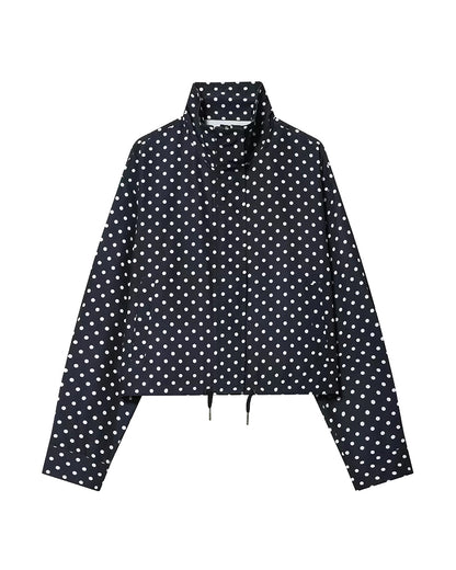 Curvvvy™ Retro Polka Dot Drawstring Cropped Jacket