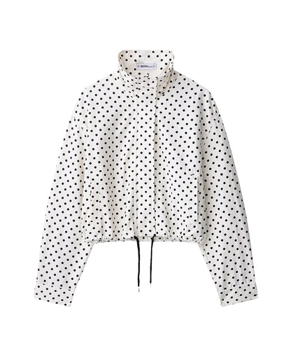 Curvvvy™ Retro Polka Dot Drawstring Cropped Jacket