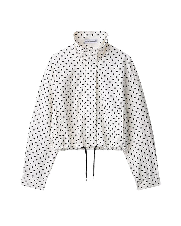 Curvvvy™ Retro Polka Dot Drawstring Cropped Jacket