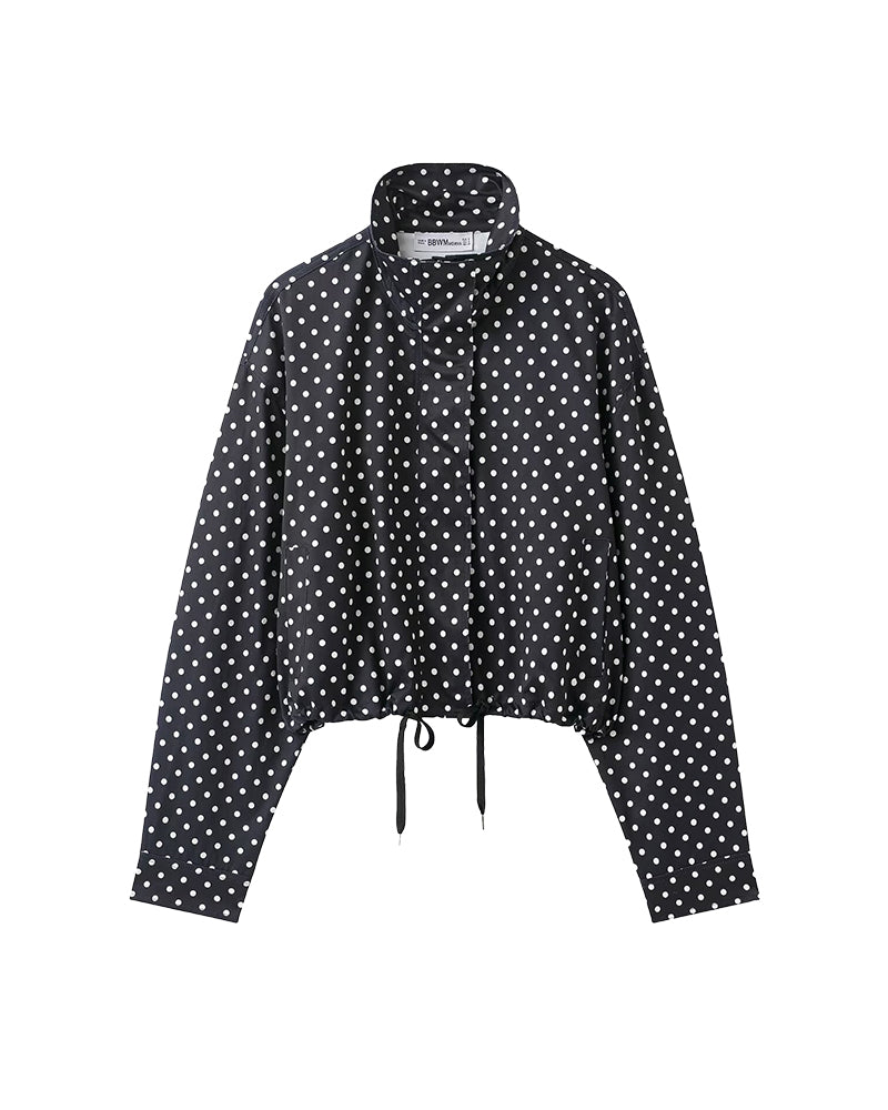 Curvvvy™ Retro Polka Dot Drawstring Cropped Jacket