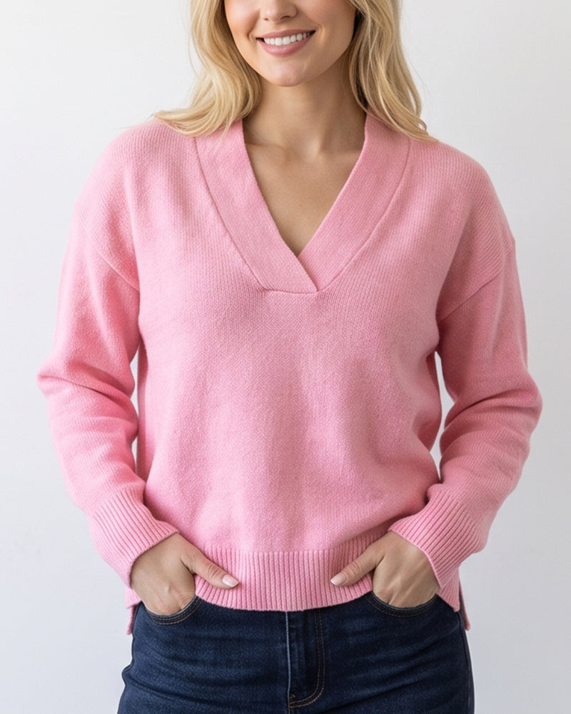 Curvvvy™ Strickpullover mit Polokragen – Lockerer Pullover mit halber Knopfleiste