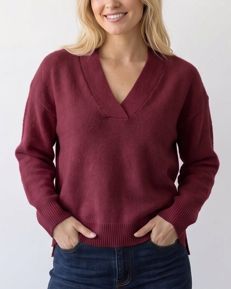 Curvvvy™ Strickpullover mit Polokragen – Lockerer Pullover mit halber Knopfleiste