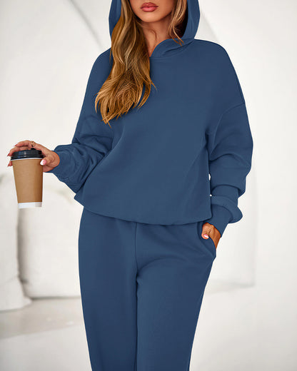 Curvvvy™ Cozy Fleece-Lined Oversized Hoodie & Wide-Leg Set